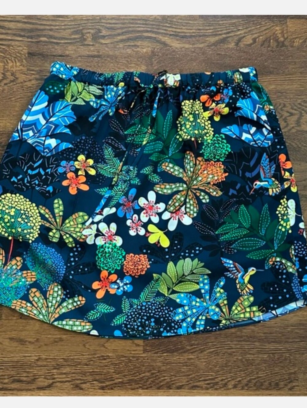 LOFT Navy Floral Tropical Skirt - Size SMALL